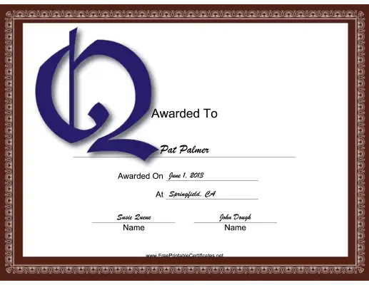Offset Q Monogram certificate