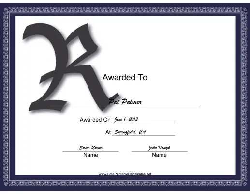Offset R Monogram certificate