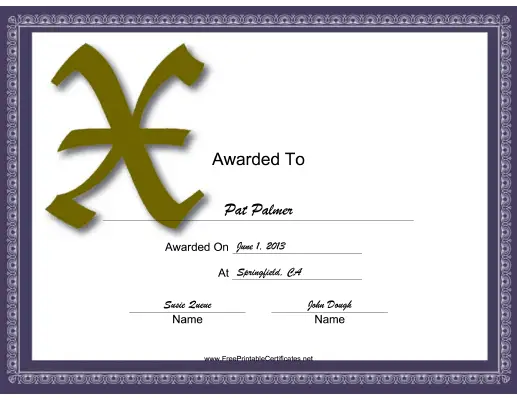 Offset X Monogram certificate