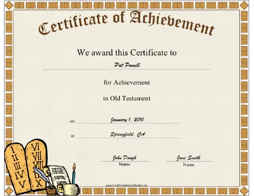 Old Testament certificate