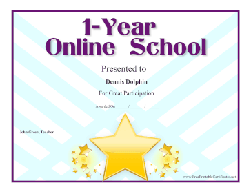 Online School Anniversary certificate