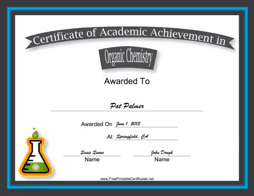 Organic Chemistry Academic certificate