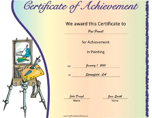 Painting certificate