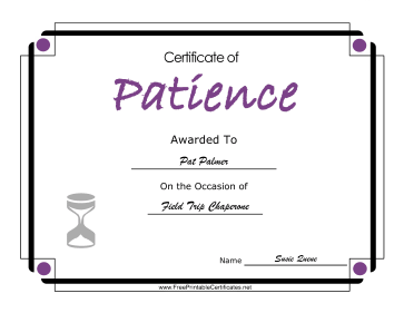 Patience certificate