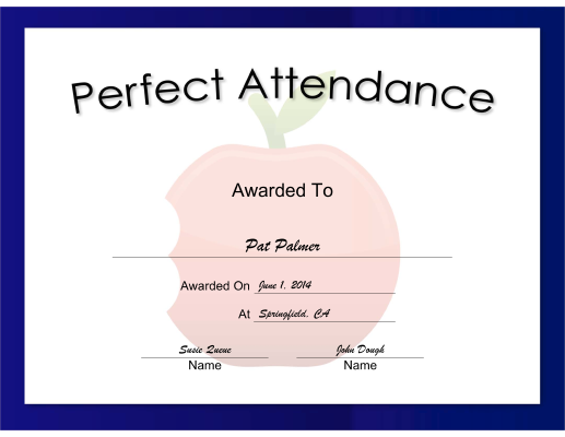 Perfect Attendance Large certificate
