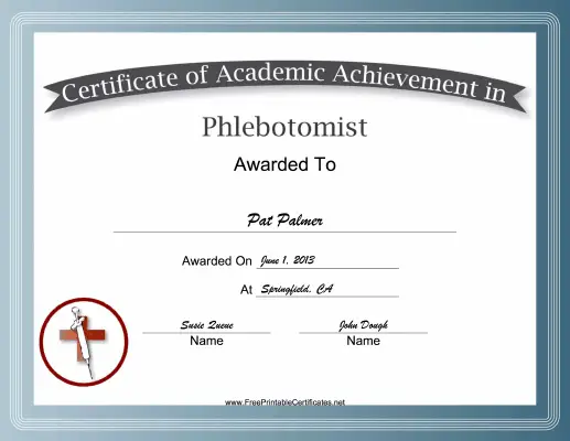 Phlebotomist Academic certificate