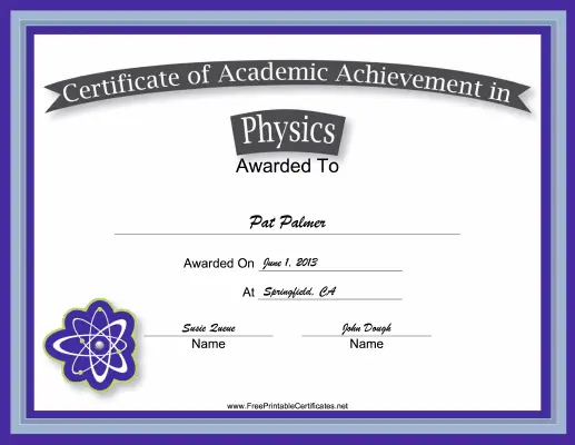 Physics Academic certificate