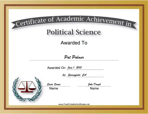 Political Science Academic certificate