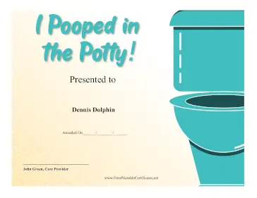 Pooped In Potty Award certificate