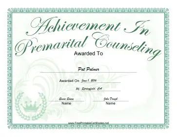 Premarital Counseling certificate
