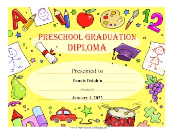 Preschool Graduation Diploma certificate
