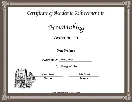 Printmaking Academic certificate