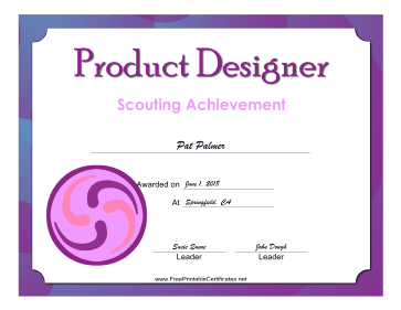 Product Designer Badge certificate