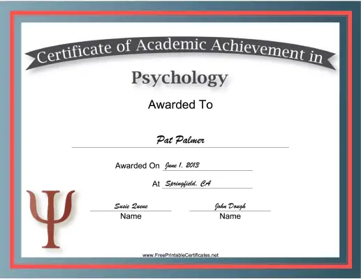Psychology Academic certificate