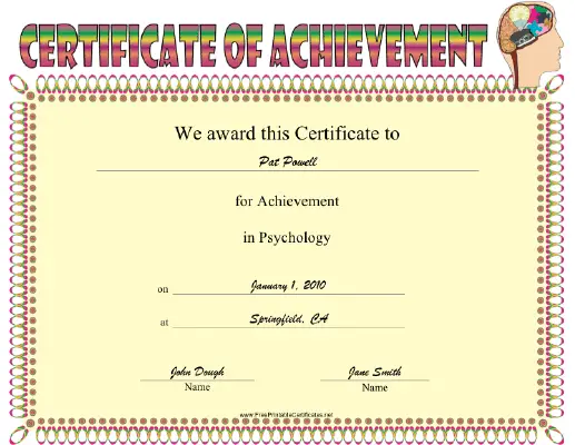 Psychology certificate