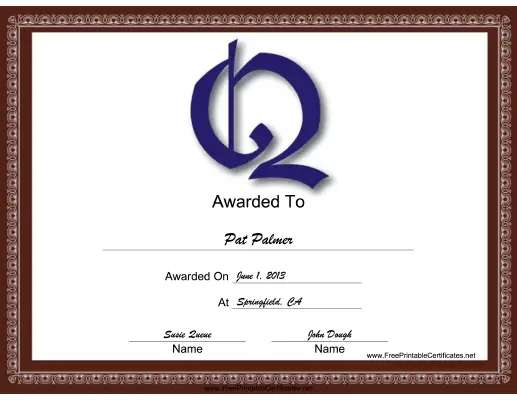 Q Monogram certificate