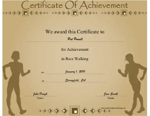 Race Walking certificate