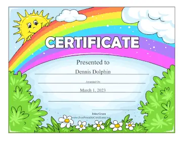 Rainbow Sunshine certificate