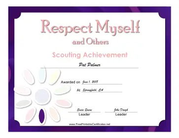 Respect Self Others Badge certificate