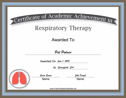 Respiratory Therapy Academic certificate