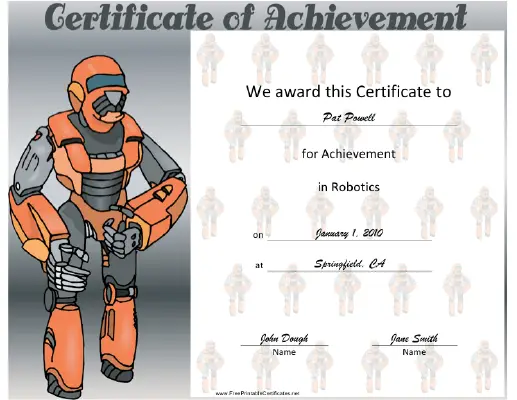 Robotics certificate