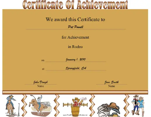 Rodeo certificate