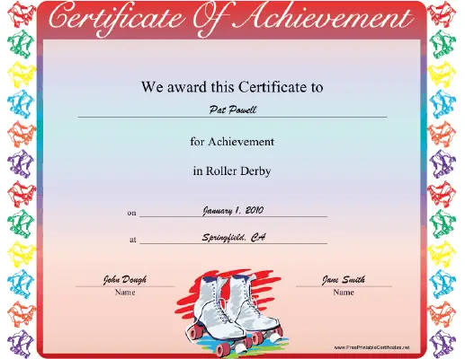 Roller Derby certificate