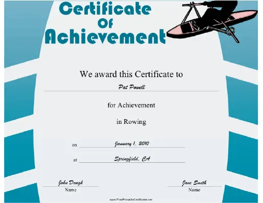Rowing certificate