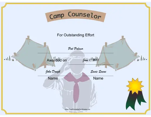 Scout Camp Counselor certificate