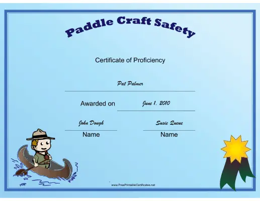 Scout Paddle certificate