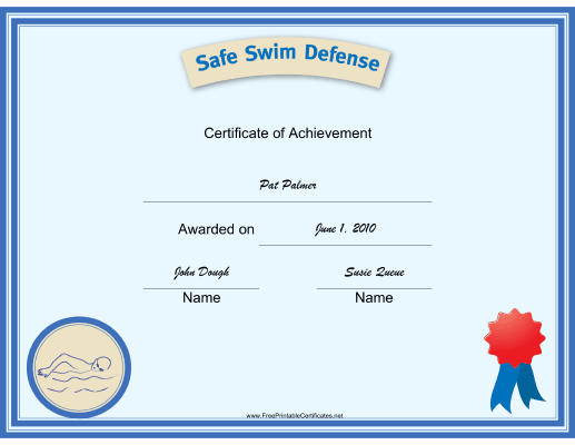 Scout Safe Swim certificate