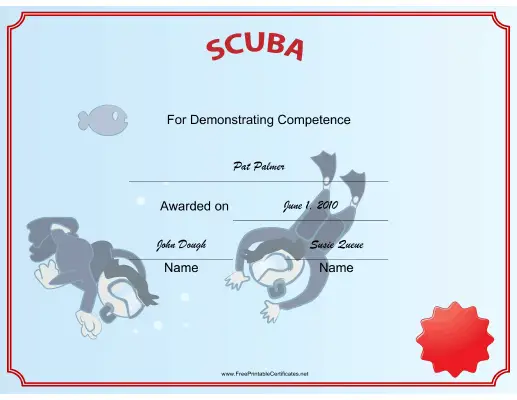 Scuba certificate