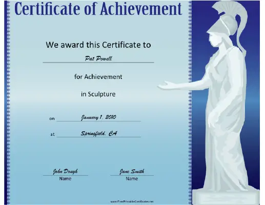 Sculpture certificate