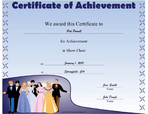 Show Choir certificate