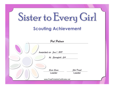 Sister Badge certificate