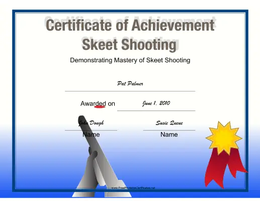 Skeet Shooting certificate
