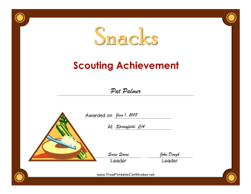 Snacks Badge certificate