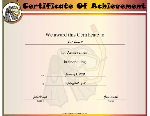 Snorkeling certificate