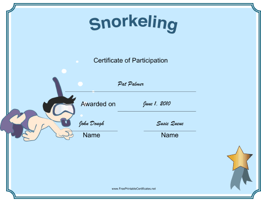 Snorkeling certificate