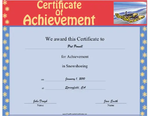 Snowshoeing certificate