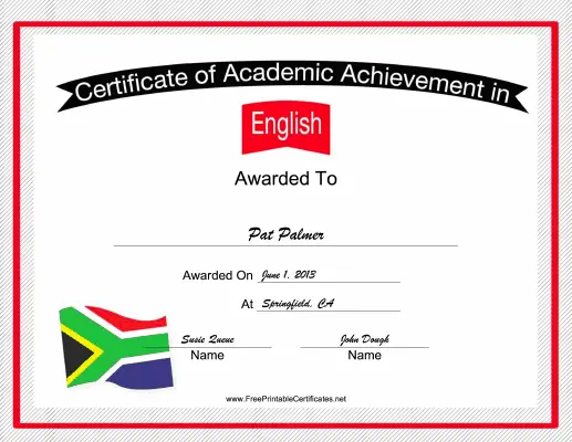 South Africa English Language certificate