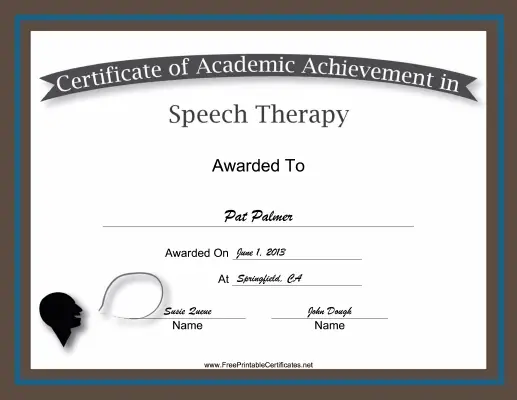 Speech Therapy Academic certificate