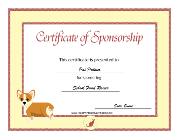 Sponsorship Certificate Animal certificate