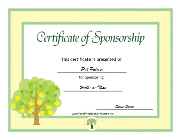 Sponsorship Certificate Plant certificate