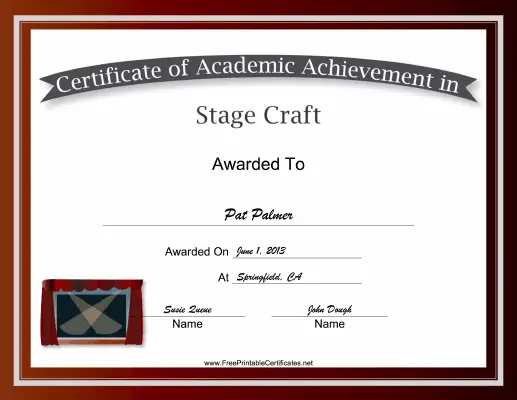 Stage Craft Academic certificate