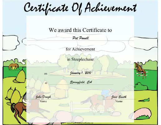 Steeplechase certificate