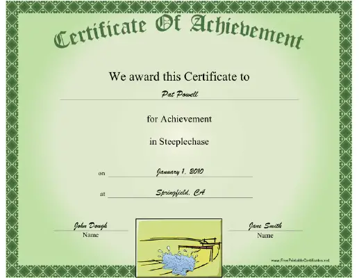 Steeplechase Athletics certificate