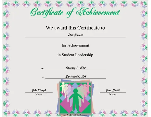 Student Leadership certificate