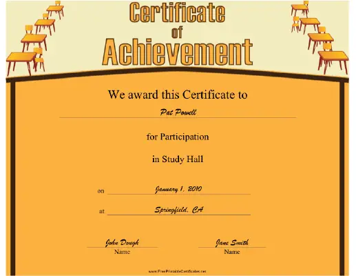Study Hall Participation certificate