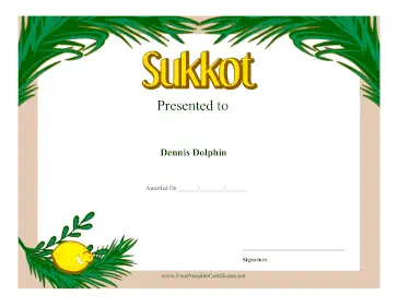 Sukkot certificate